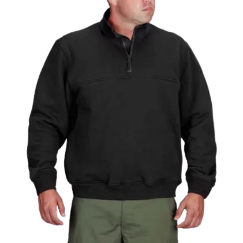 Sudadera de trabajo con cremallera 1/4 negra. ¡Lista para la acción!